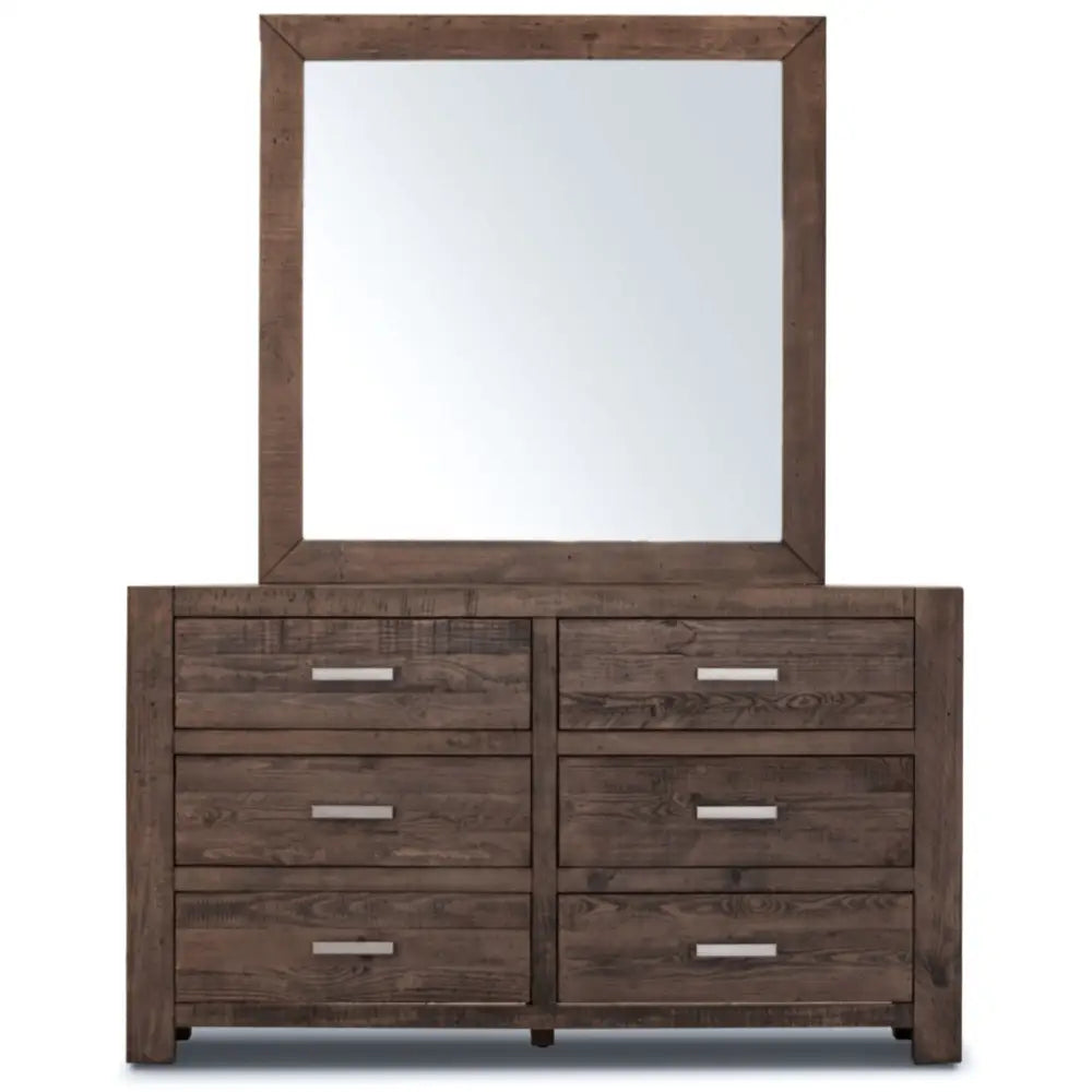 Catmint Dresser Mirror 6 Chest of Drawers Tallboy Storage - Grey Stone - Home & Garden > Storage > Clothing & Wardrobe