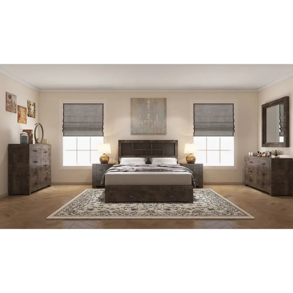 Catmint Dresser Mirror 6 Chest of Drawers Tallboy Storage - Grey Stone - Home & Garden > Storage > Clothing & Wardrobe