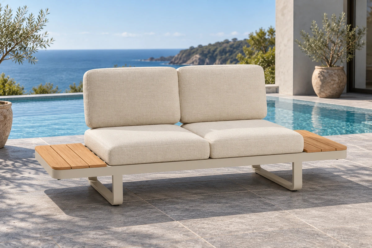 Cavello Modular Outdoor Sofa Config B - Beige - poolside lifestyle