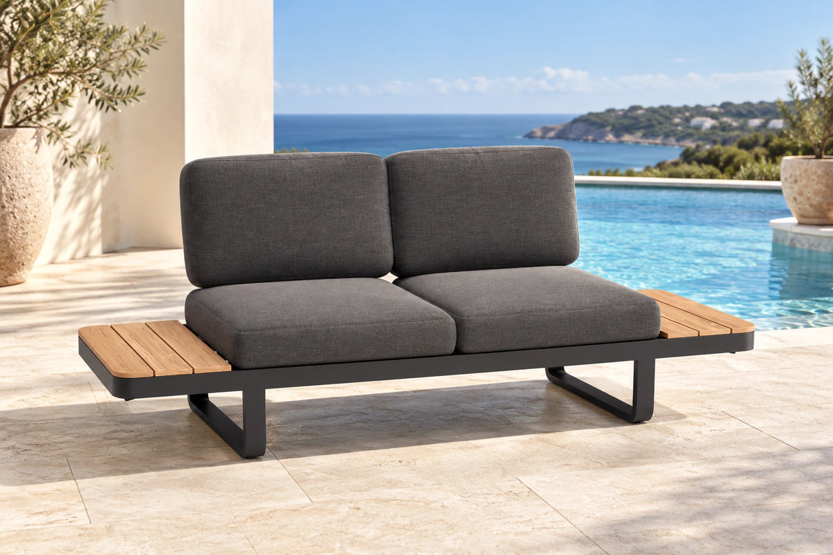 Cavello Modular Outdoor Sofa Config B - Charcoal - poolside lifestyle