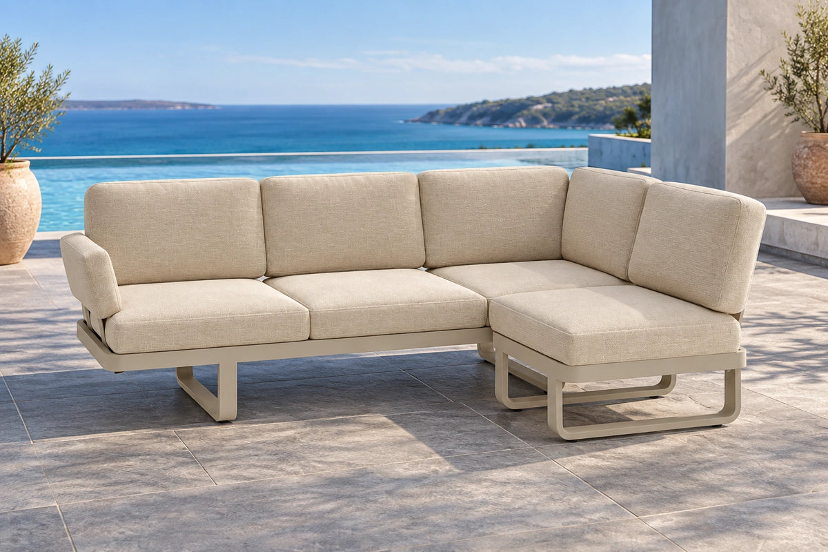 Cavello Modular Outdoor Sofa Config C - Beige - poolside lifestyle