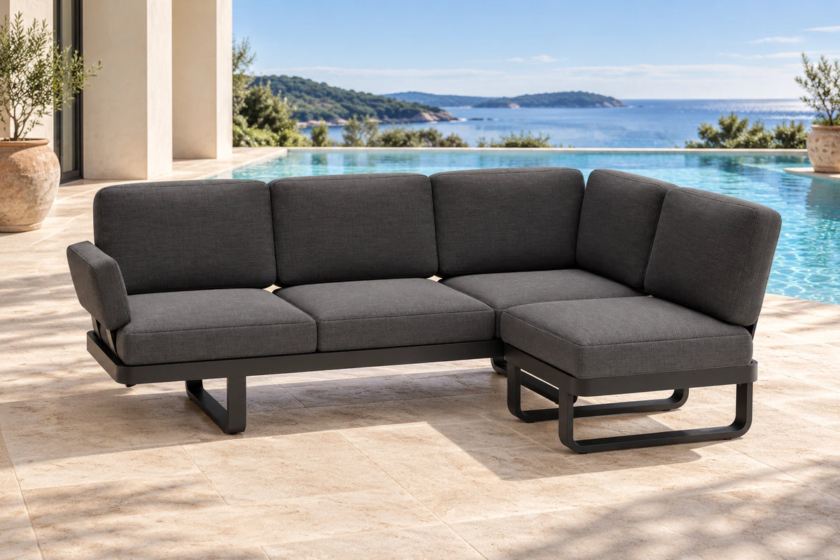 Cavello Modular Outdoor Sofa Config C - Charcoal - poolside lifestyle