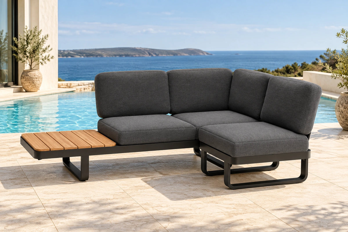 Cavello Modular Outdoor Sofa Config D - Charcoal - poolside lifestyle