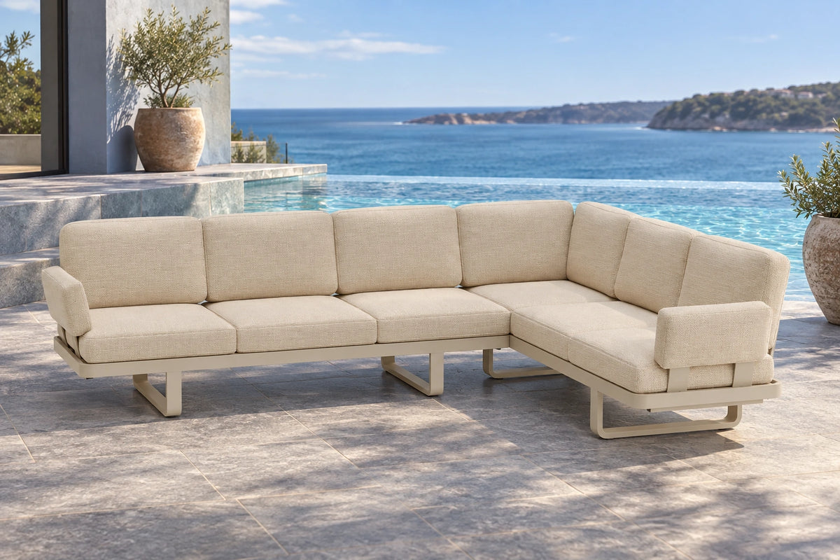 Cavello Modular Outdoor Sofa Config E - Beige - poolside lifestyle