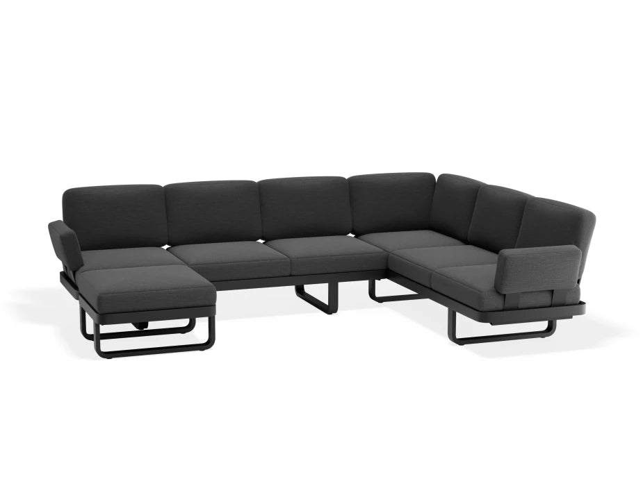 Cavello Modular Outdoor Sofa Config F - Charcoal - Dark Grey - white background