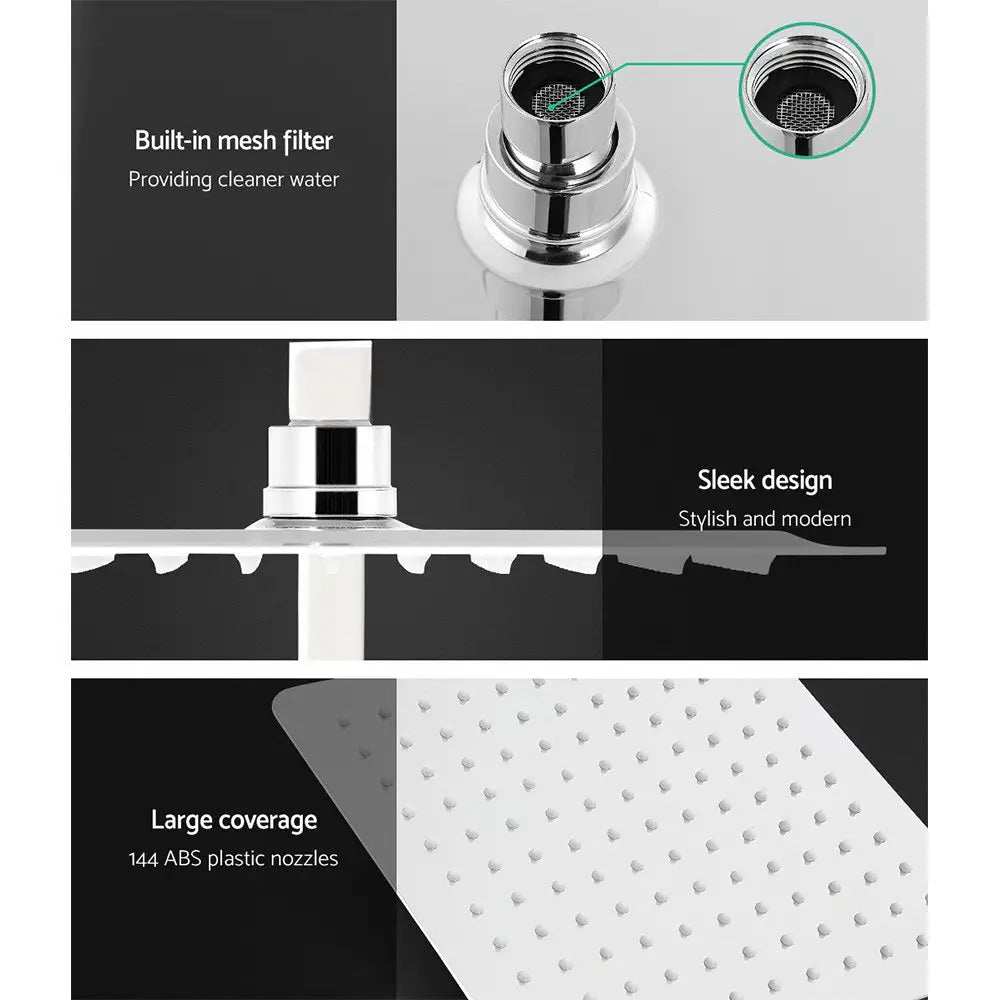 Cefito 10’’ Rain Shower Head Set Handheld Square High Pressure Mixer Tap Chrome - Home & Garden > Bathroom