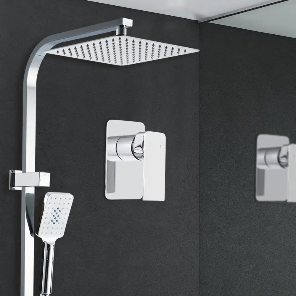 Cefito 10’’ Rain Shower Head Set Handheld Square High Pressure Mixer Tap Chrome - Home & Garden > Bathroom