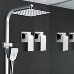 Cefito 10’’ Rain Shower Head Set Handheld Square High Pressure Twins Tap Chrome - Home & Garden > Bathroom