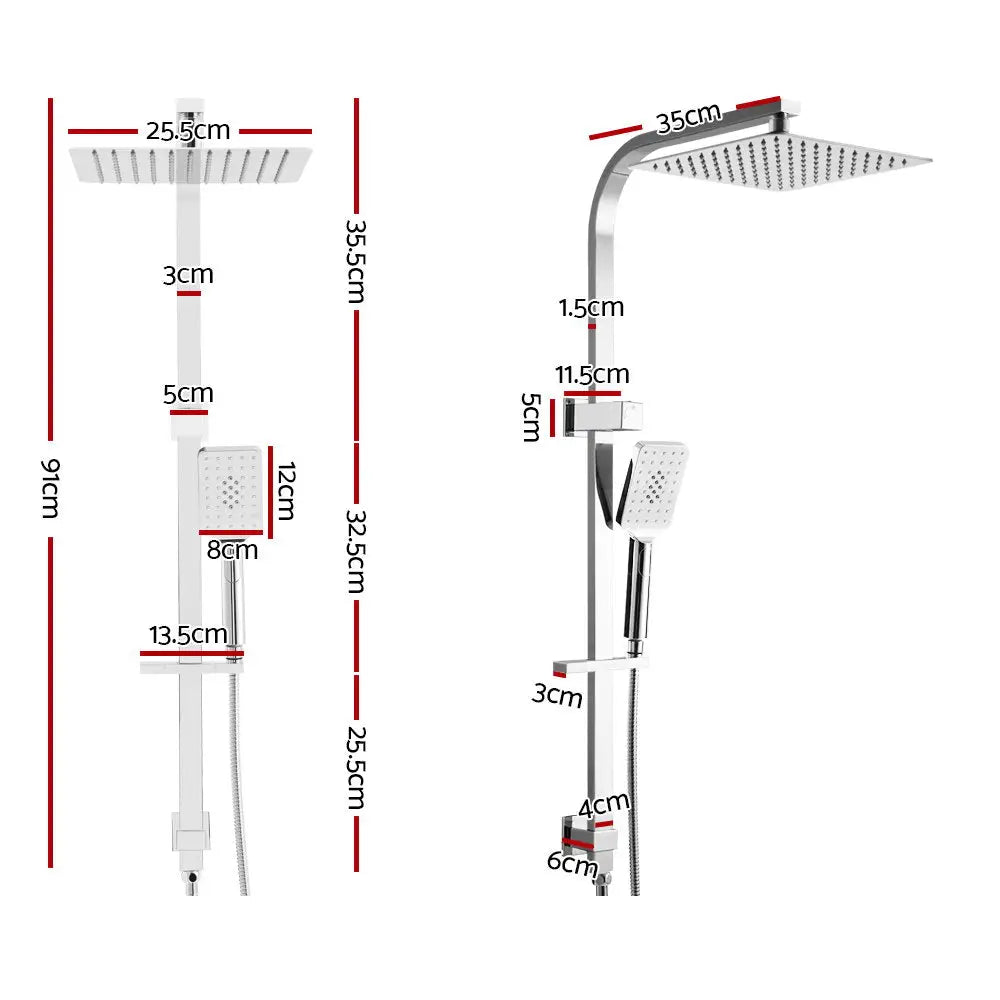 Cefito 10’’ Rain Shower Head Set Handheld Square High Pressure Chrome - Furniture > Bathroom > Shower Heads & Screens