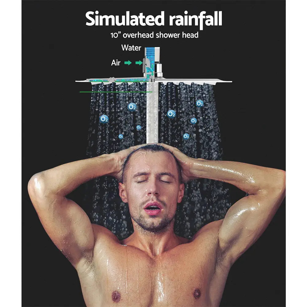 Cefito 10’’ Rain Shower Head Set Handheld Square High Pressure Chrome - Furniture > Bathroom > Shower Heads & Screens