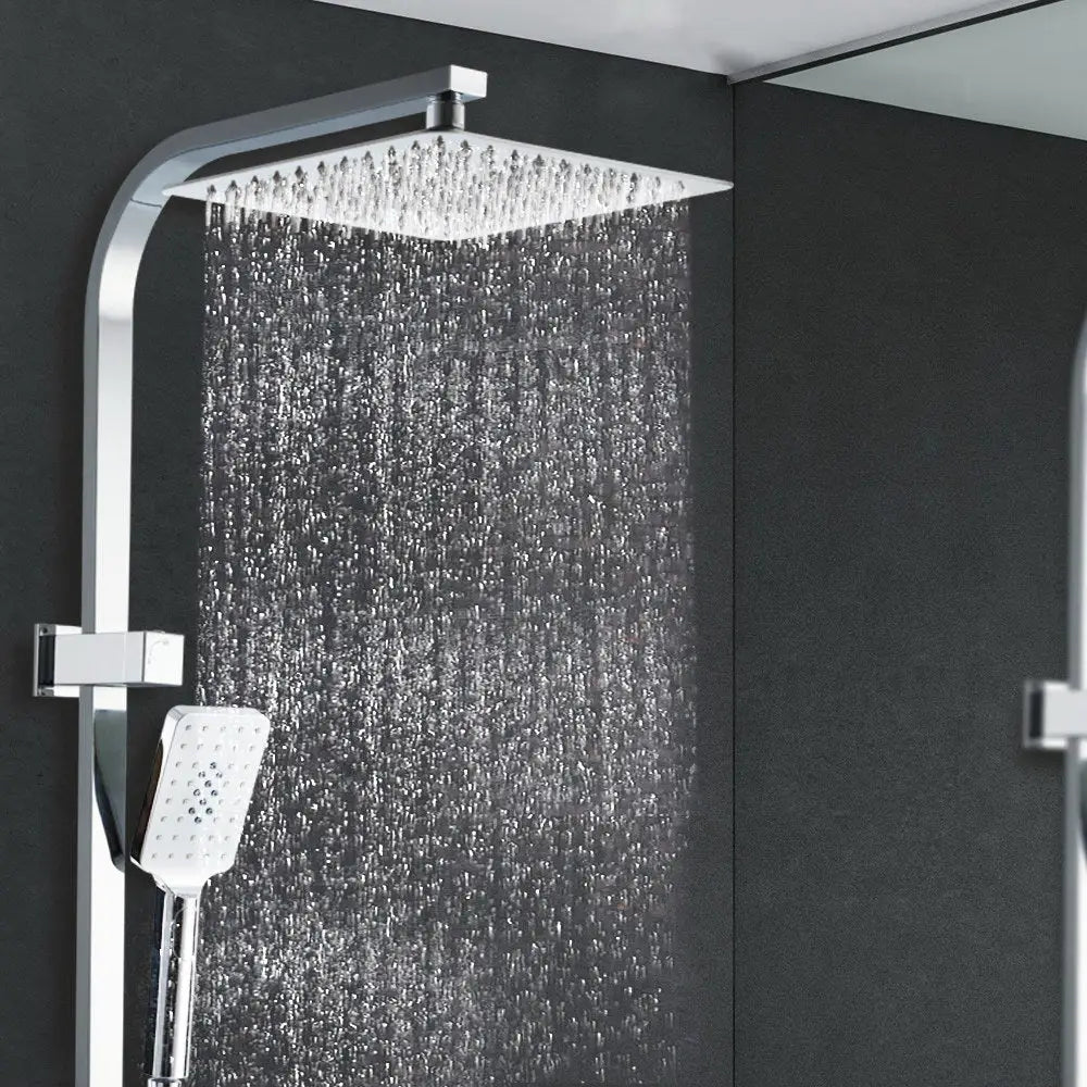 Cefito 10’’ Rain Shower Head Set Handheld Square High Pressure Chrome - Furniture > Bathroom > Shower Heads & Screens