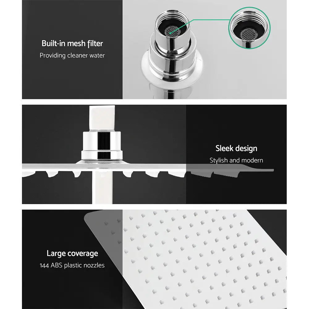 Cefito 10’’ Rain Shower Head Set Handheld Square High Pressure Chrome - Furniture > Bathroom > Shower Heads & Screens