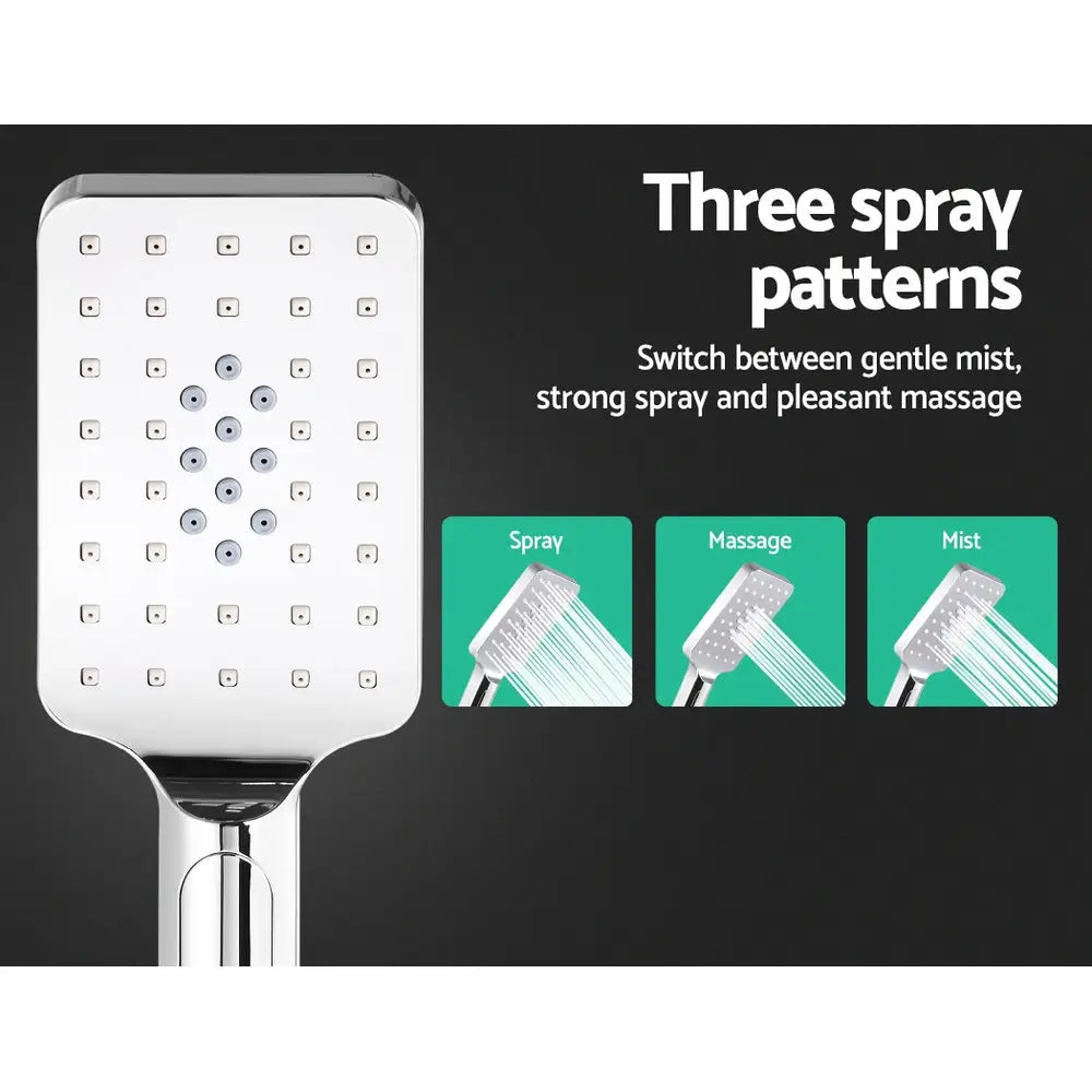 Cefito 10’’ Rain Shower Head Set Handheld Square High Pressure Chrome - Furniture > Bathroom > Shower Heads & Screens