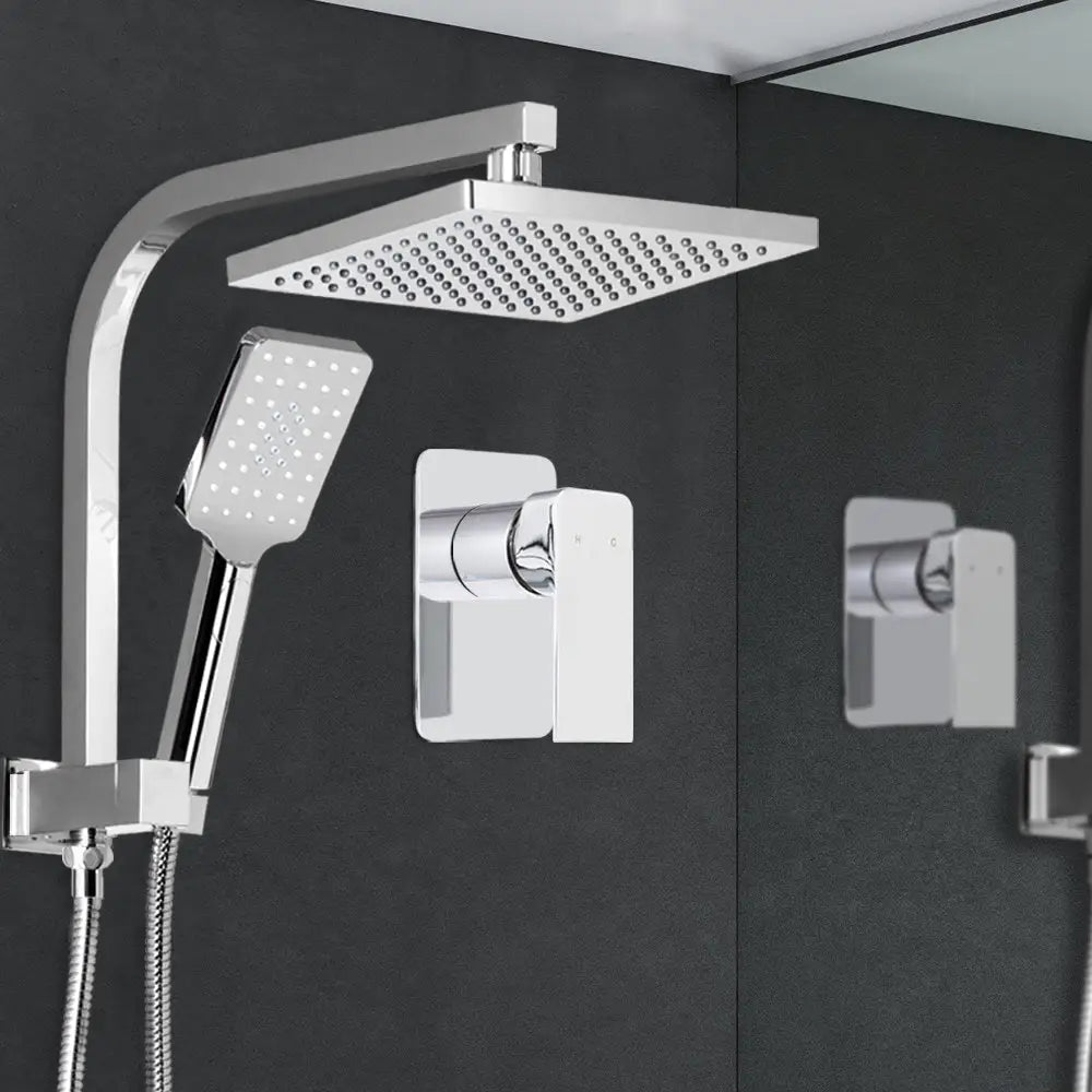 Cefito 8’’ Rain Shower Head Set Handheld Round High Pressure Mixer Tap Chrome - Home & Garden > Bathroom Accessories >