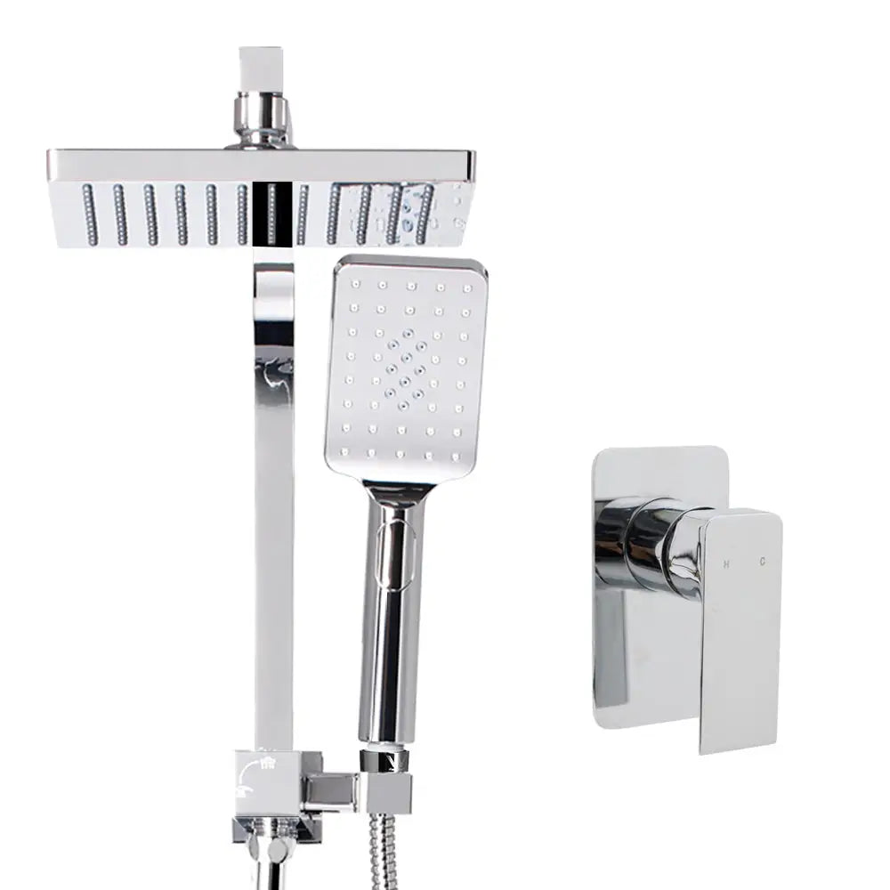 Cefito 8’’ Rain Shower Head Set Handheld Round High Pressure Mixer Tap Chrome - Home & Garden > Bathroom Accessories >