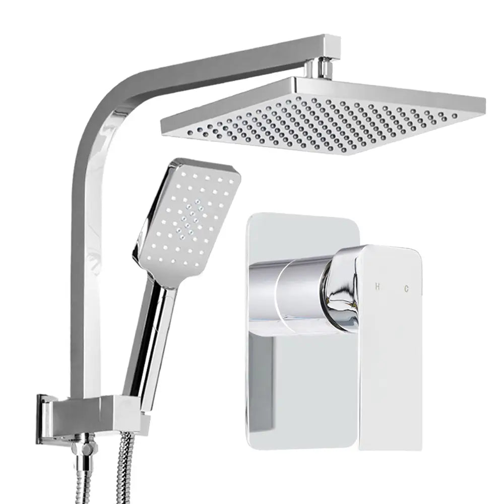 Cefito 8’’ Rain Shower Head Set Handheld Round High Pressure Mixer Tap Chrome - Home & Garden > Bathroom Accessories >