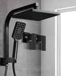 Cefito 8’’ Rain Shower Head Set Handheld Round High Pressure Twins Tap Black - Home & Garden > Bathroom Accessories >