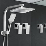 Cefito 8’’ Rain Shower Head Set Handheld Round High Pressure wins Tap Chrome - Home & Garden > Bathroom Accessories >