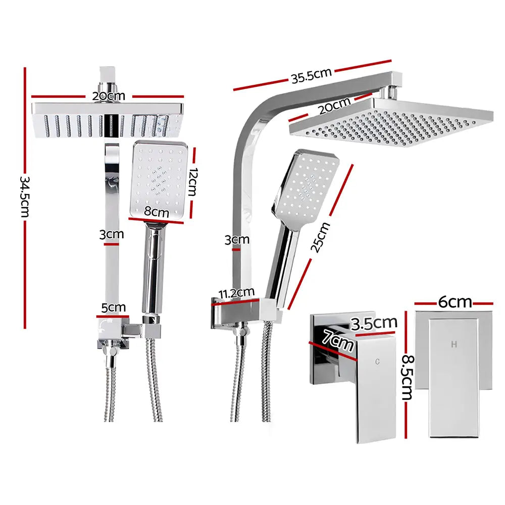 Cefito 8’’ Rain Shower Head Set Handheld Round High Pressure wins Tap Chrome - Home & Garden > Bathroom Accessories >