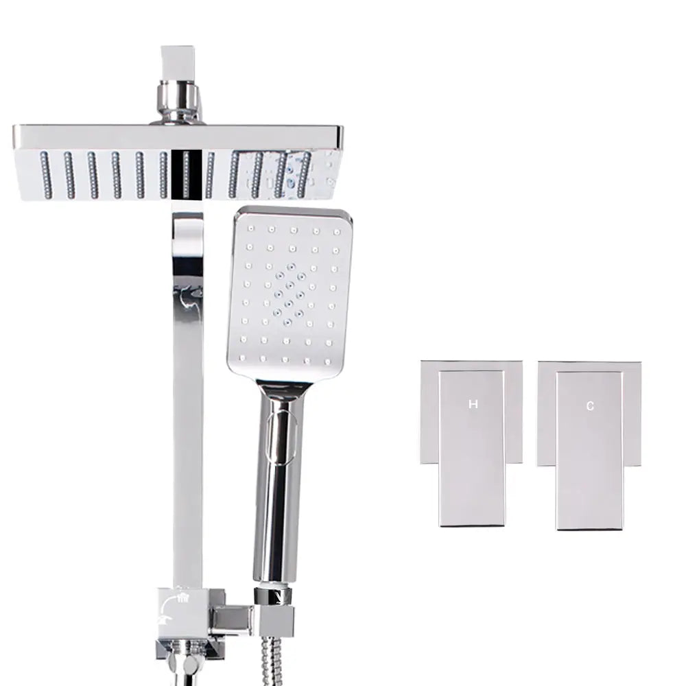 Cefito 8’’ Rain Shower Head Set Handheld Round High Pressure wins Tap Chrome - Home & Garden > Bathroom Accessories >