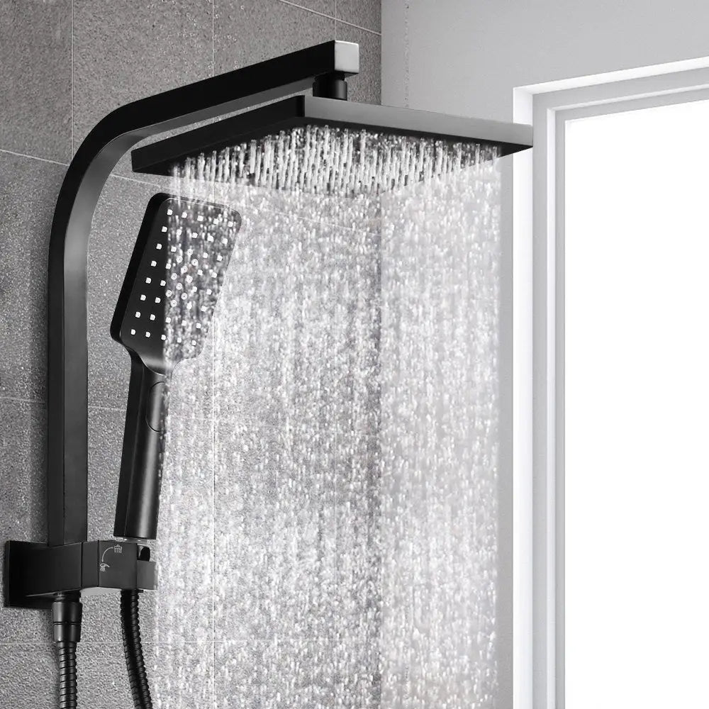 Cefito 8’’ Rain Shower Head Set Handheld Square High Pressure Black - Home & Garden > Bathroom Accessories > Shower