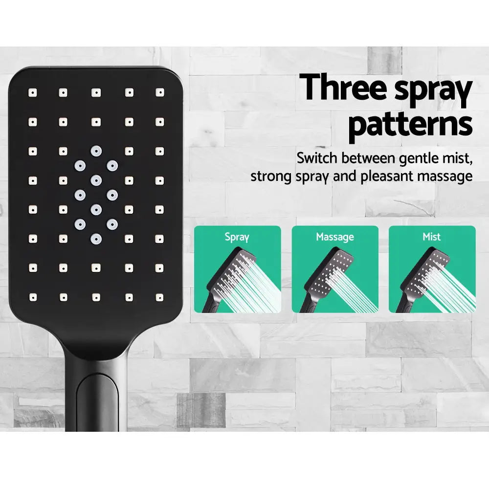 Cefito 8’’ Rain Shower Head Set Handheld Square High Pressure Black - Home & Garden > Bathroom Accessories > Shower