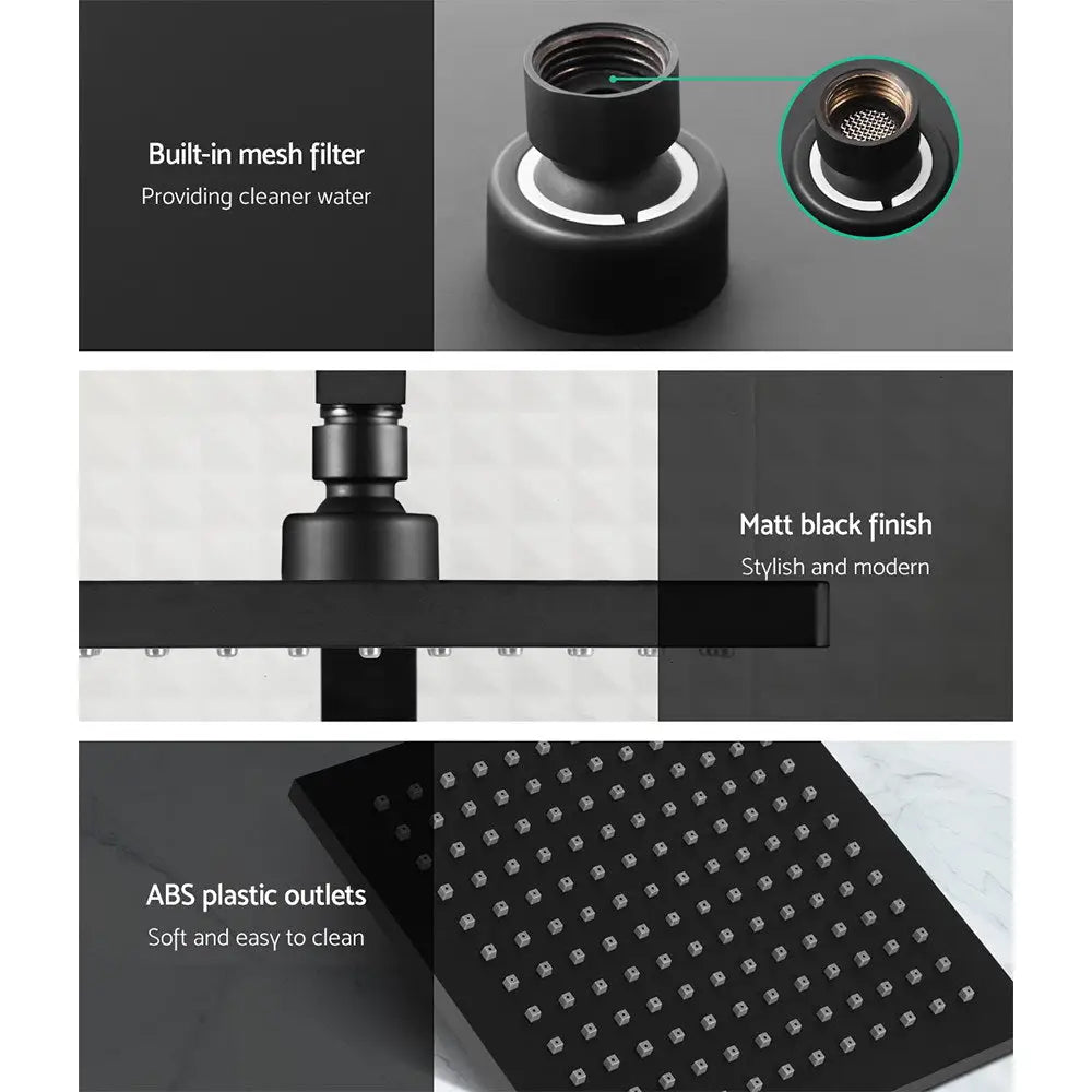 Cefito 8’’ Rain Shower Head Set Handheld Square High Pressure Black - Home & Garden > Bathroom Accessories > Shower