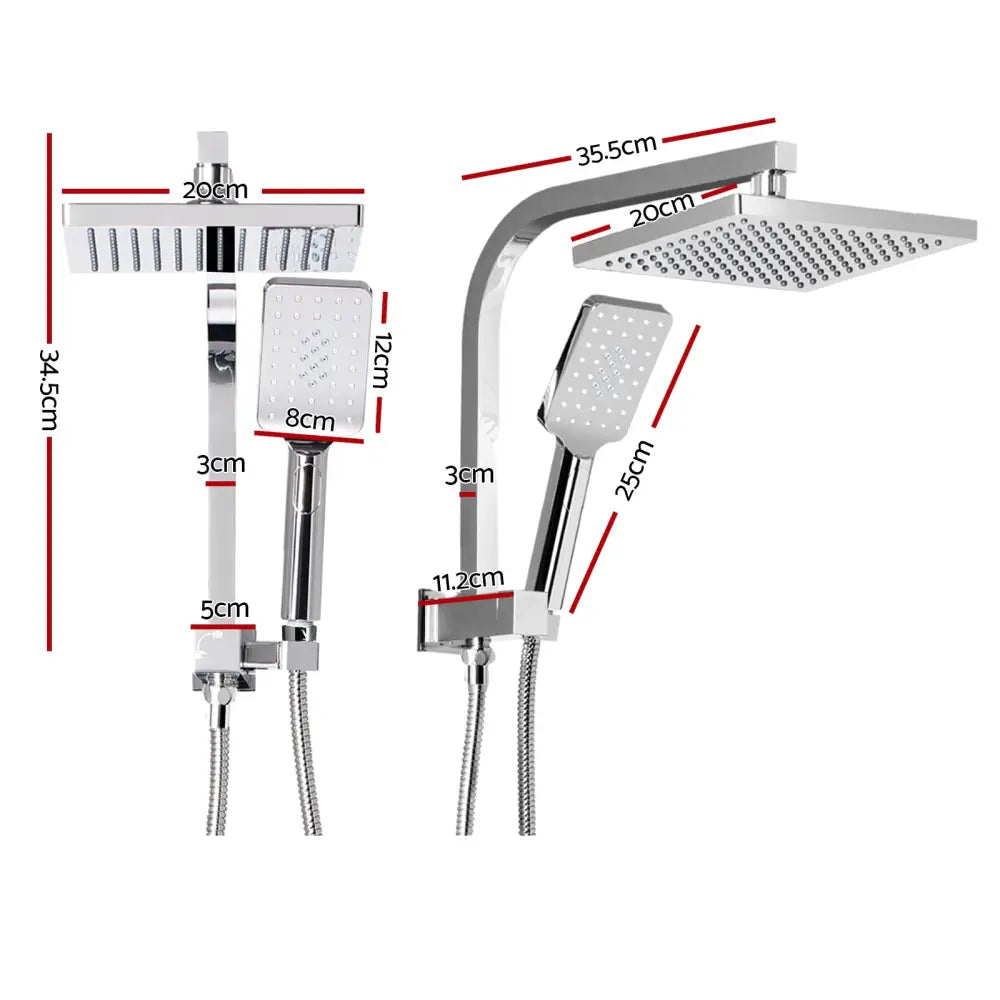 Cefito 8’’ Rain Shower Head Set Handheld Square High Pressure Chrome - Home & Garden > Bathroom Accessories > Shower