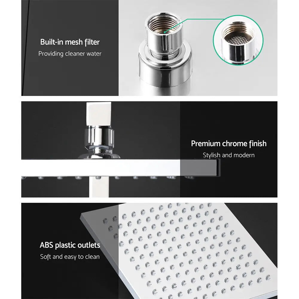 Cefito 8’’ Rain Shower Head Set Handheld Square High Pressure Chrome - Home & Garden > Bathroom Accessories > Shower