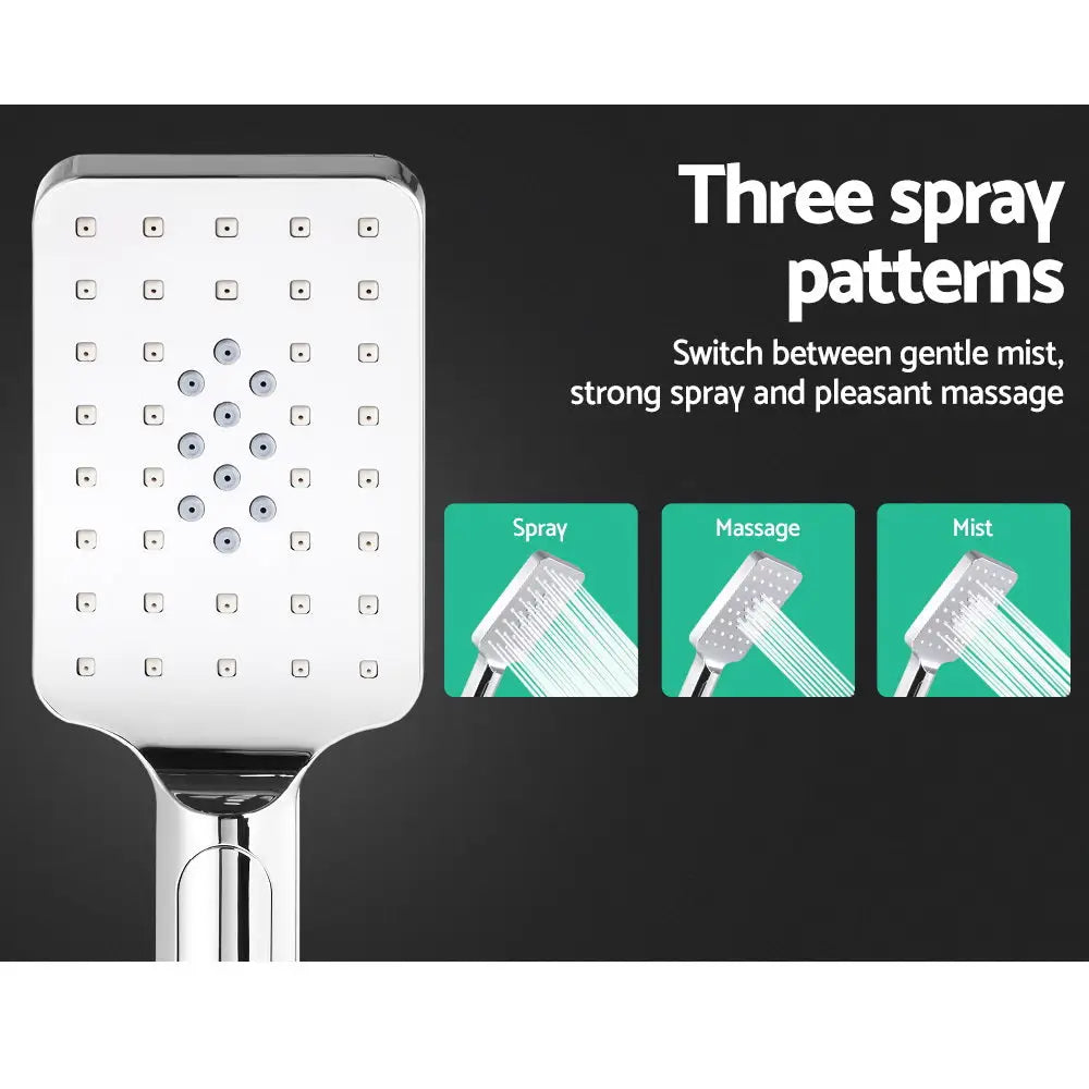 Cefito 8’’ Rain Shower Head Set Handheld Square High Pressure Chrome - Home & Garden > Bathroom Accessories > Shower