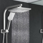 Cefito 8’’ Rain Shower Head Set Handheld Square High Pressure Chrome - Home & Garden > Bathroom Accessories > Shower