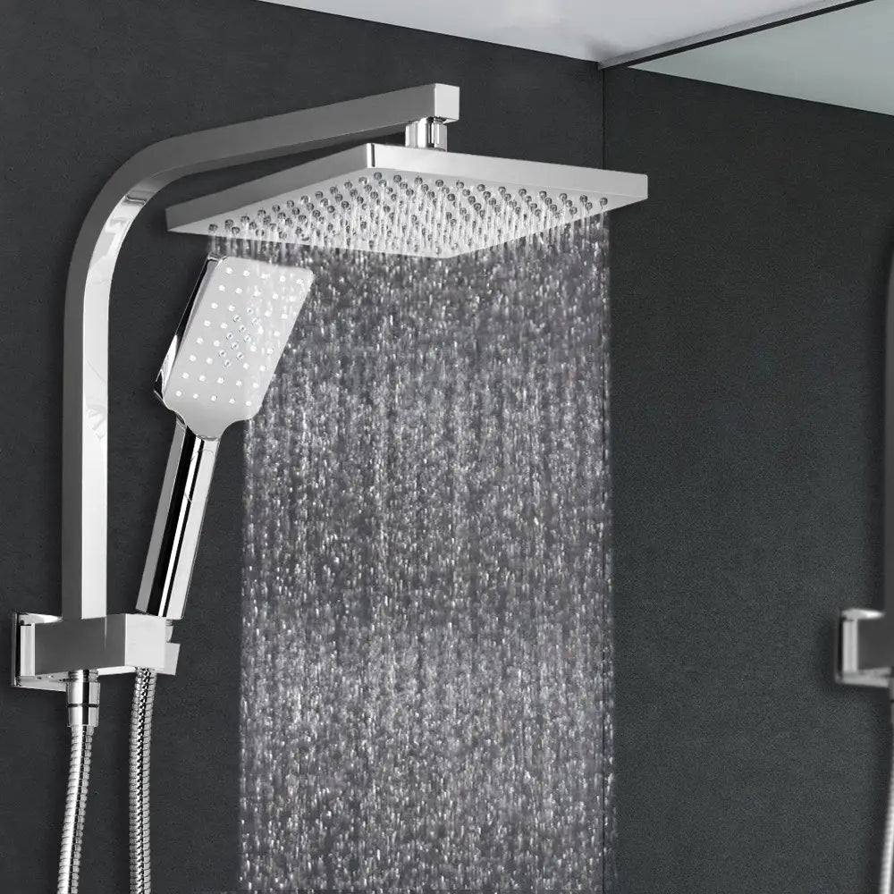 Cefito 8’’ Rain Shower Head Set Handheld Square High Pressure Chrome - Home & Garden > Bathroom Accessories > Shower