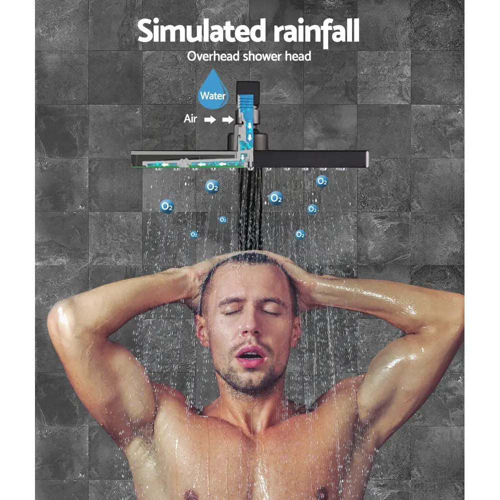 Cefito 8’’ Rain Shower Head Wall Arm Square High Pressure Black - Home & Garden > Bathroom Accessories