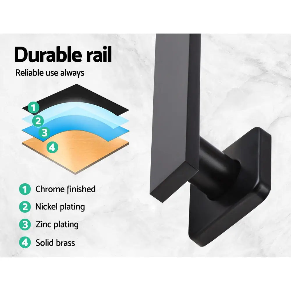 Cefito 8’’ Rain Shower Head Wall Arm Square High Pressure Black - Home & Garden > Bathroom Accessories
