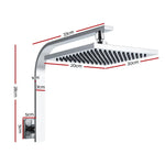 Cefito 8’’ Rain Shower Head Wall Arm Square High Pressure Chrome - Home & Garden > Bathroom Accessories