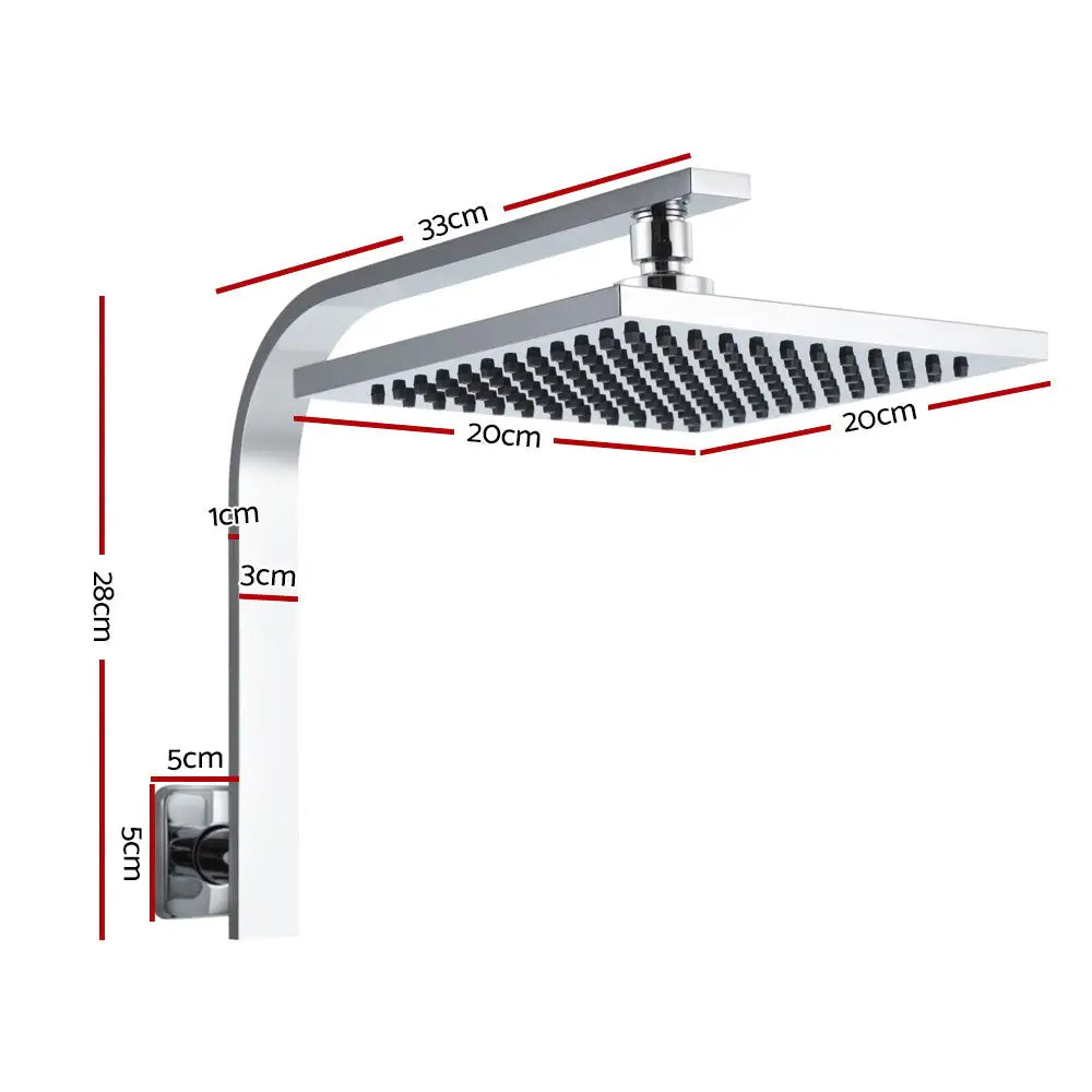 Cefito 8’’ Rain Shower Head Wall Arm Square High Pressure Chrome - Home & Garden > Bathroom Accessories