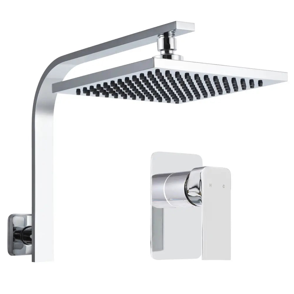 Cefito 8’’ Rain Shower Head Wall Arm Square High Pressure Mixer Tap Chrome - Home & Garden > Bathroom Accessories