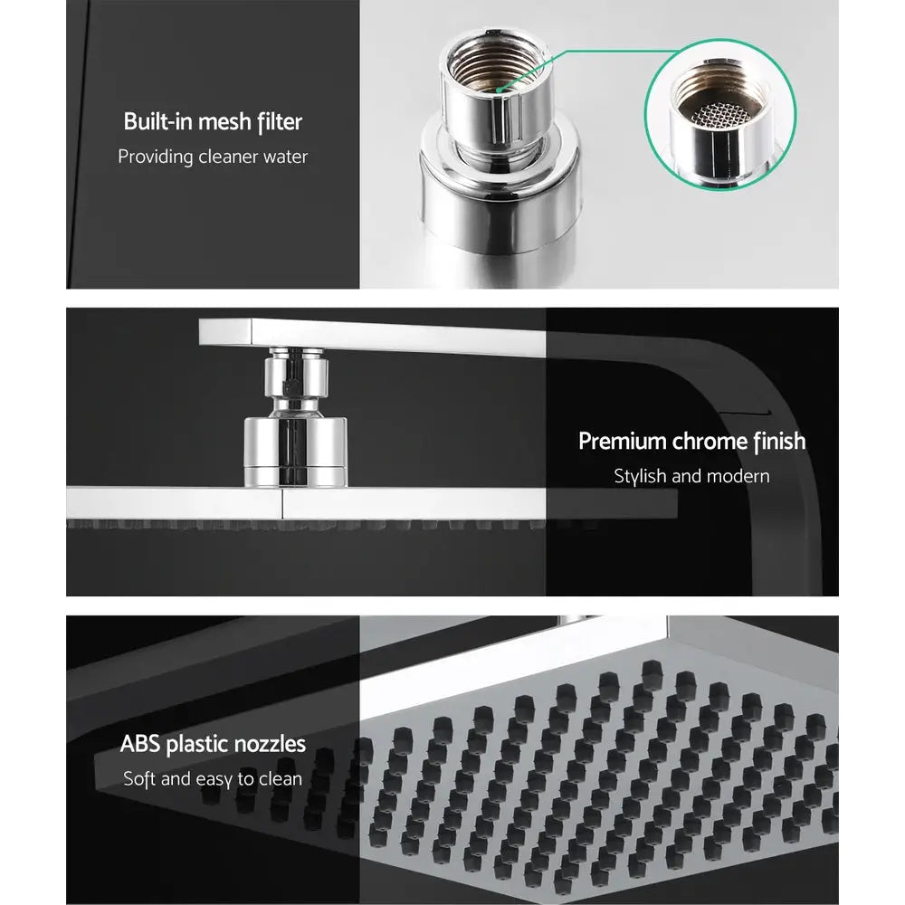 Cefito 8’’ Rain Shower Head Wall Arm Square High Pressure Mixer Tap Chrome - Home & Garden > Bathroom Accessories