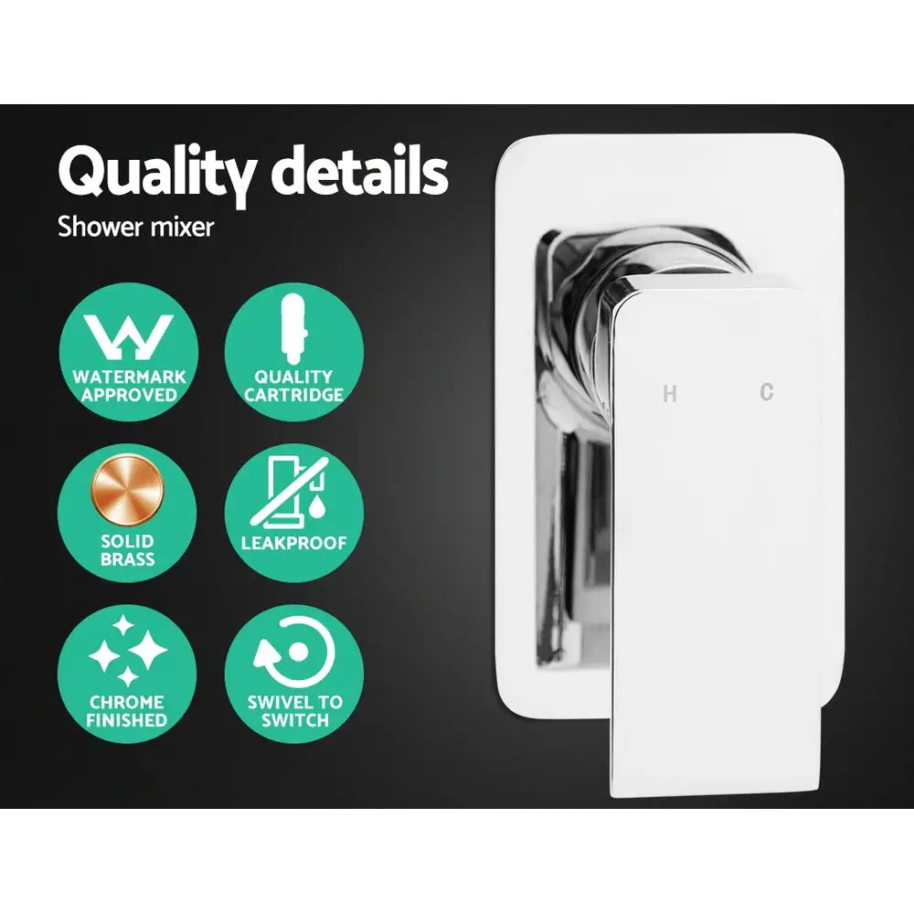 Cefito 8’’ Rain Shower Head Wall Arm Square High Pressure Mixer Tap Chrome - Home & Garden > Bathroom Accessories