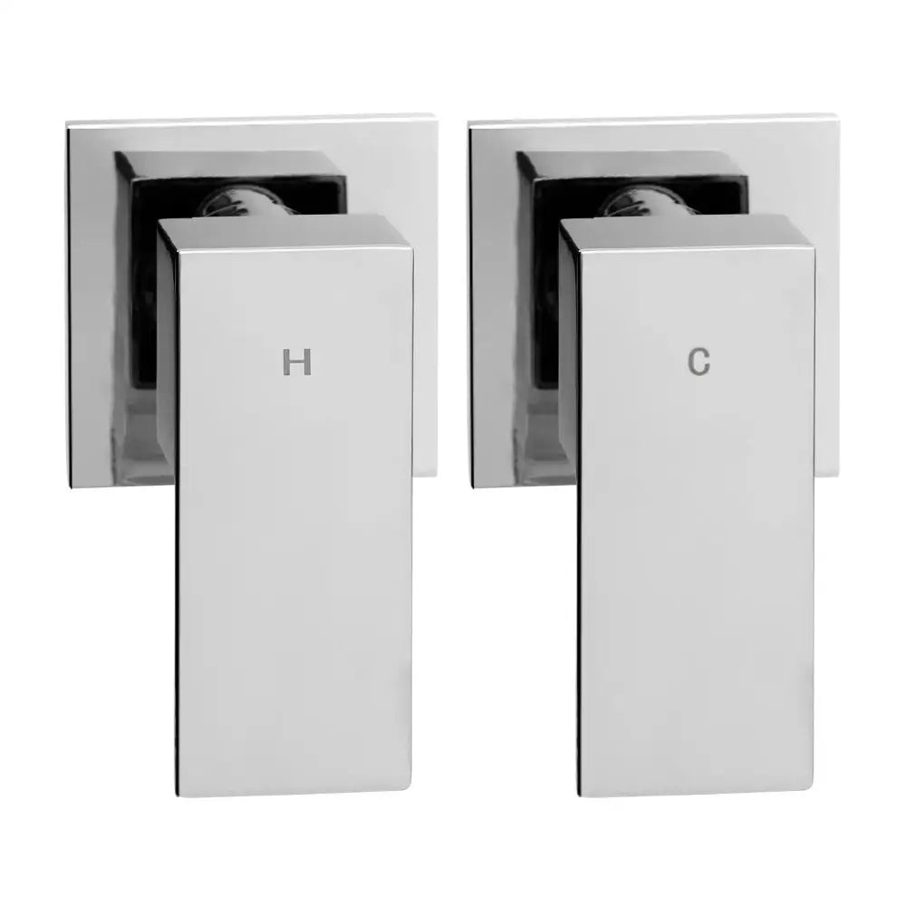 Cefito 8’’ Rain Shower Head Wall Arm Square High Pressure Twins Tap Chrome - Home & Garden > Bathroom Accessories >
