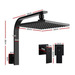 Cefito 8’’ Rain Shower Head Wall Arm Square High Pressure Twins Tap Black - Home & Garden > Bathroom Accessories >