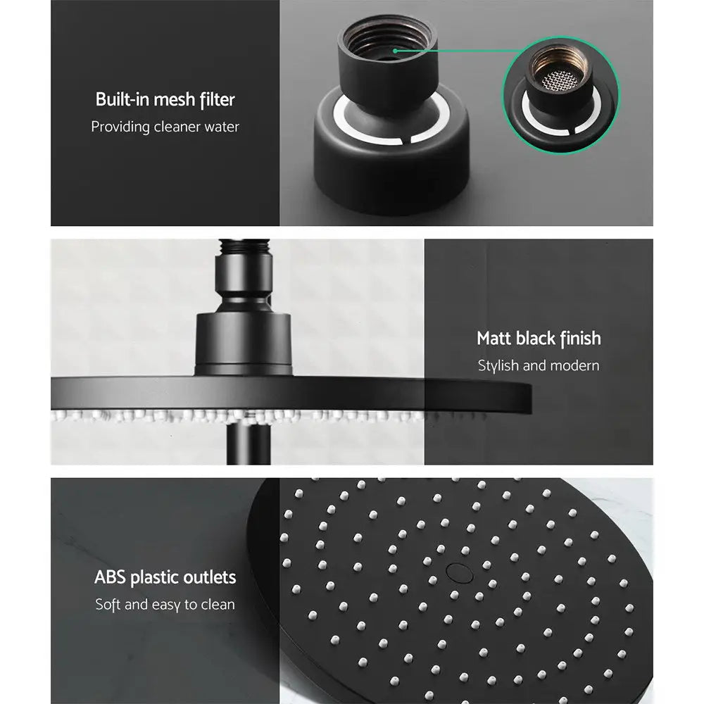 Cefito 9’’ Rain Shower Head Set Handheld Round High Pressure Black - Home & Garden > Bathroom Accessories