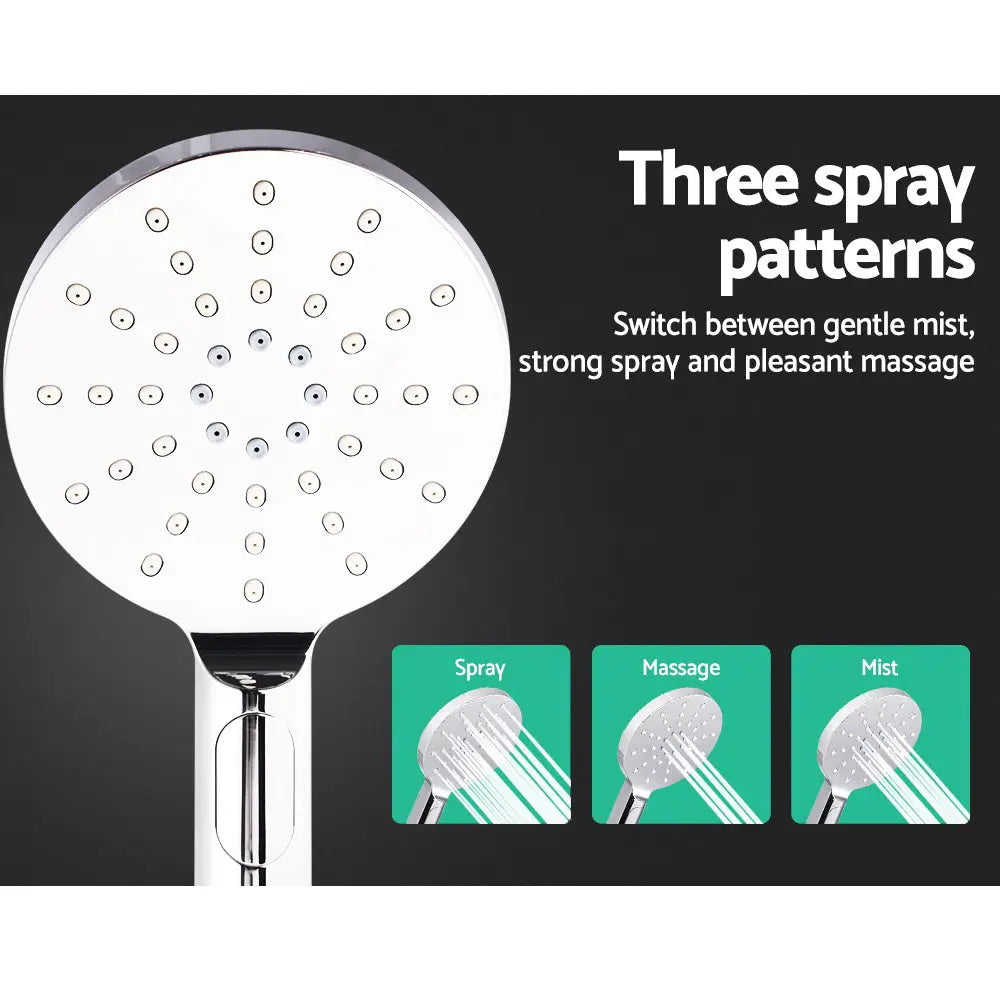 Cefito 9’’ Rain Shower Head Set Handheld Round High Pressure Black - Home & Garden > Bathroom Accessories