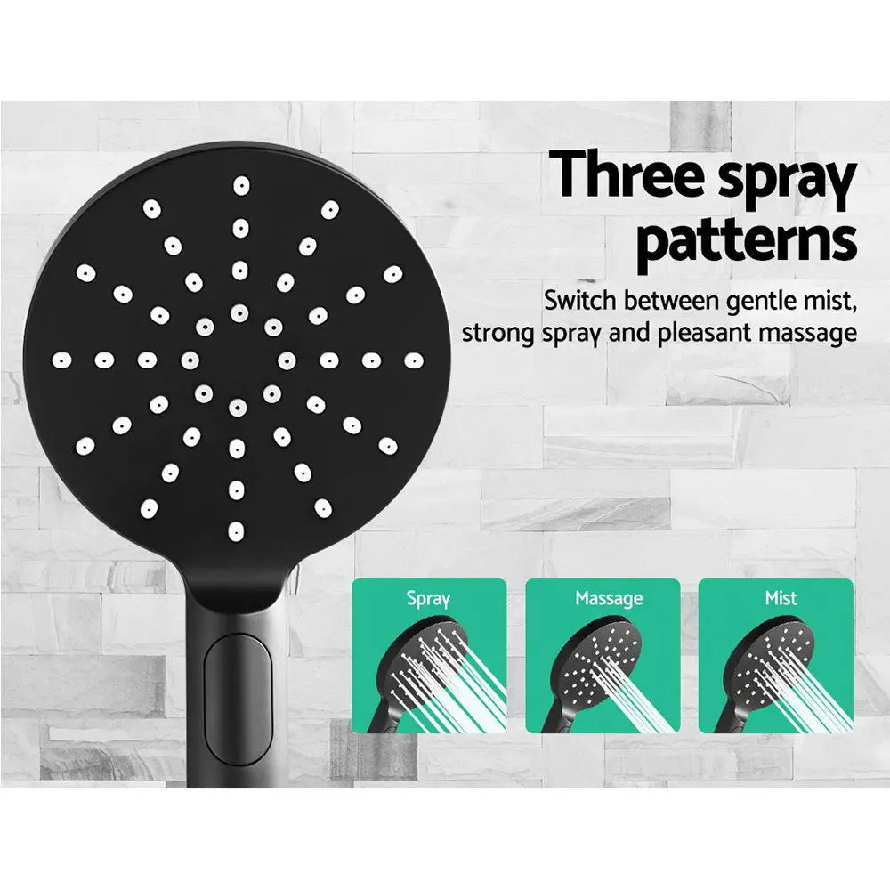 Cefito 9’’ Rain Shower Head Set Handheld Round High Pressure Black - Home & Garden > Bathroom Accessories