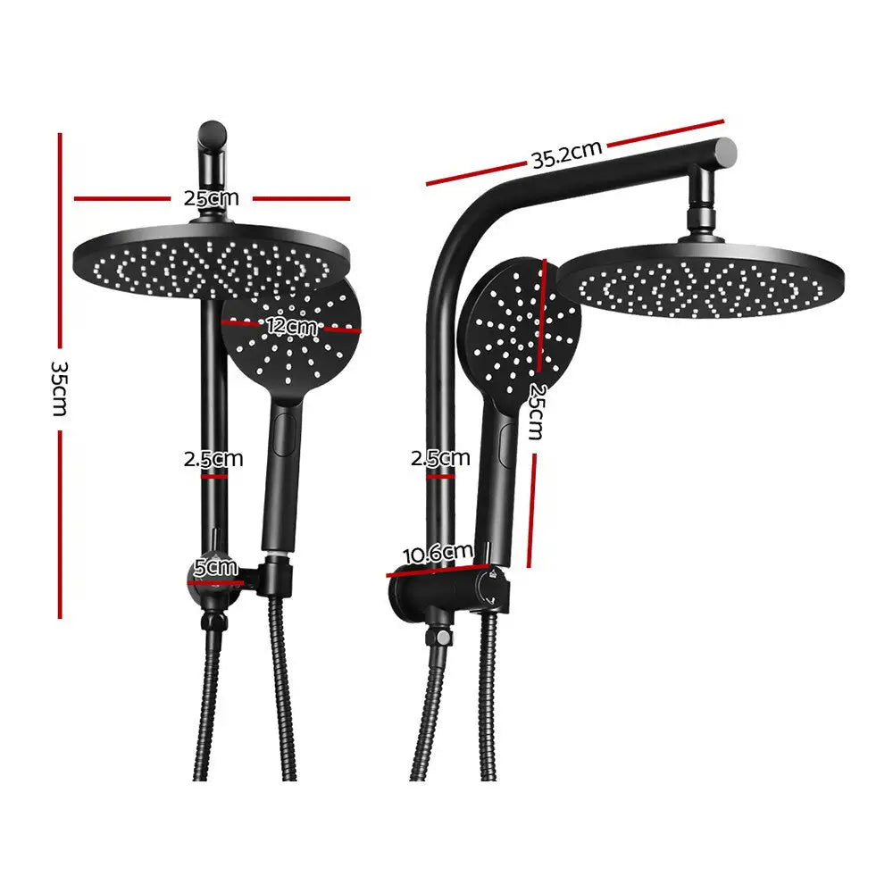 Cefito 9’’ Rain Shower Head Set Handheld Round High Pressure Black - Home & Garden > Bathroom Accessories