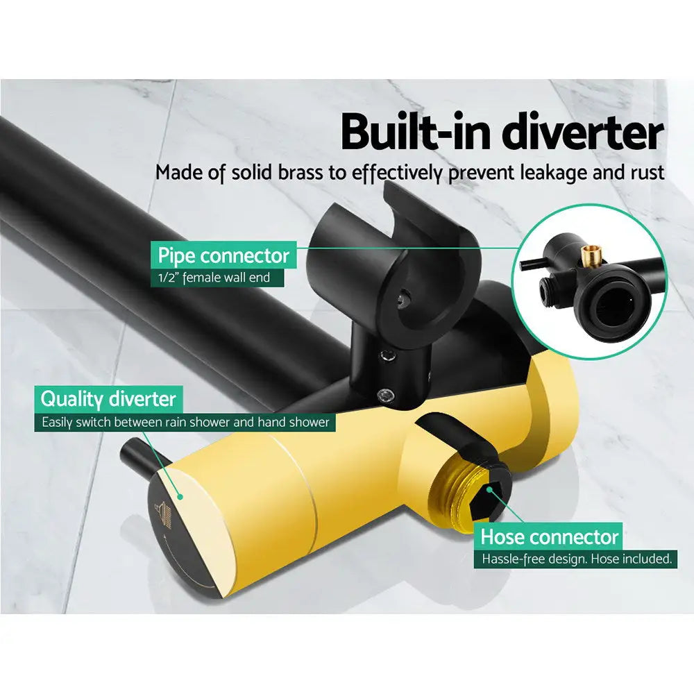 Cefito 9’’ Rain Shower Head Set Handheld Round High Pressure Black - Home & Garden > Bathroom Accessories