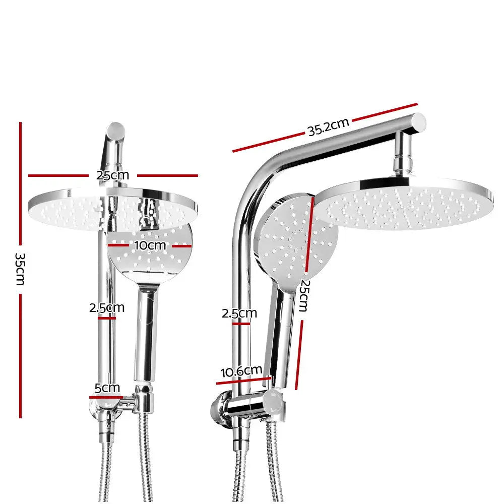 Cefito 9’’ Rain Shower Head Set Handheld Round High Pressure Chrome - Furniture > Bathroom > Shower Heads & Screens