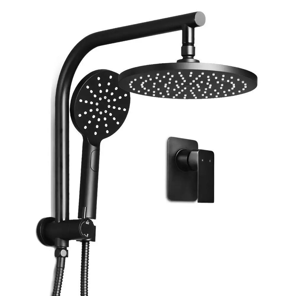 Cefito 9’’ Rain Shower Head Set Handheld Round High Pressure Mixer Tap Black - Home & Garden > Bathroom Accessories >
