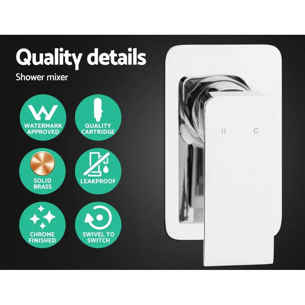 Cefito 9’’ Rain Shower Head Set Handheld Round High Pressure Mixer Tap Chrome - Home & Garden > Bathroom Accessories >