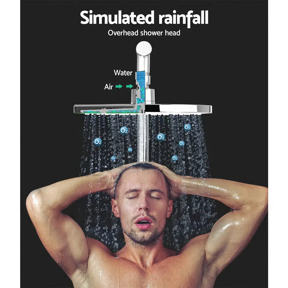 Cefito 9’’ Rain Shower Head Set Handheld Round High Pressure Mixer Tap Chrome - Home & Garden > Bathroom Accessories >